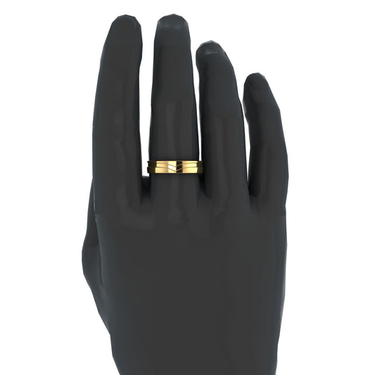 Anillo Boda Doble Ranura con Corte en V