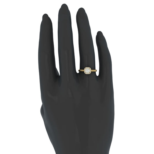 Anillo Cushion con Banda Cable Trenzada