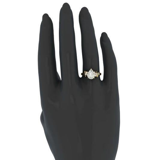 Anillo Compromiso Corte Pera Base en V
