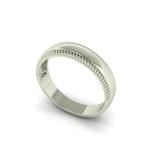 Anillo Banda Lisa con Cables Trenzados Laterales