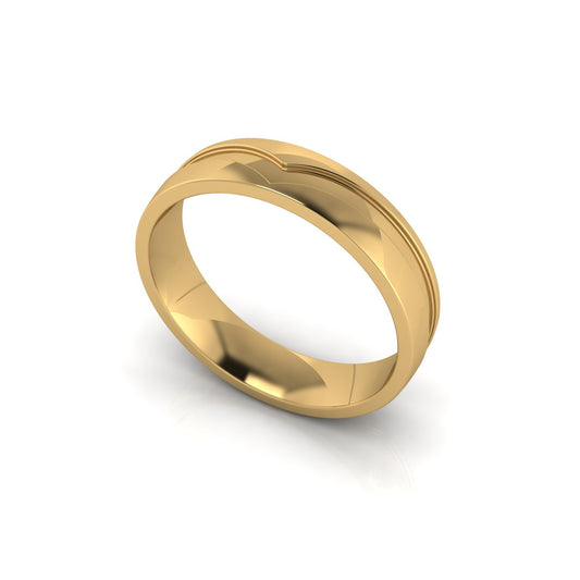 Anillo Boda Doble Ranura con Corte en V