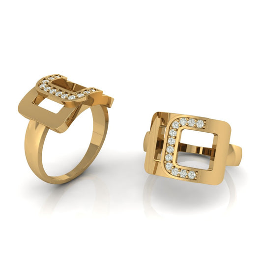Anillo Hombre Marco Cuadrado con Letra