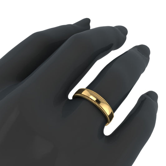 Anillo Banda Lisa con Cables Trenzados Laterales