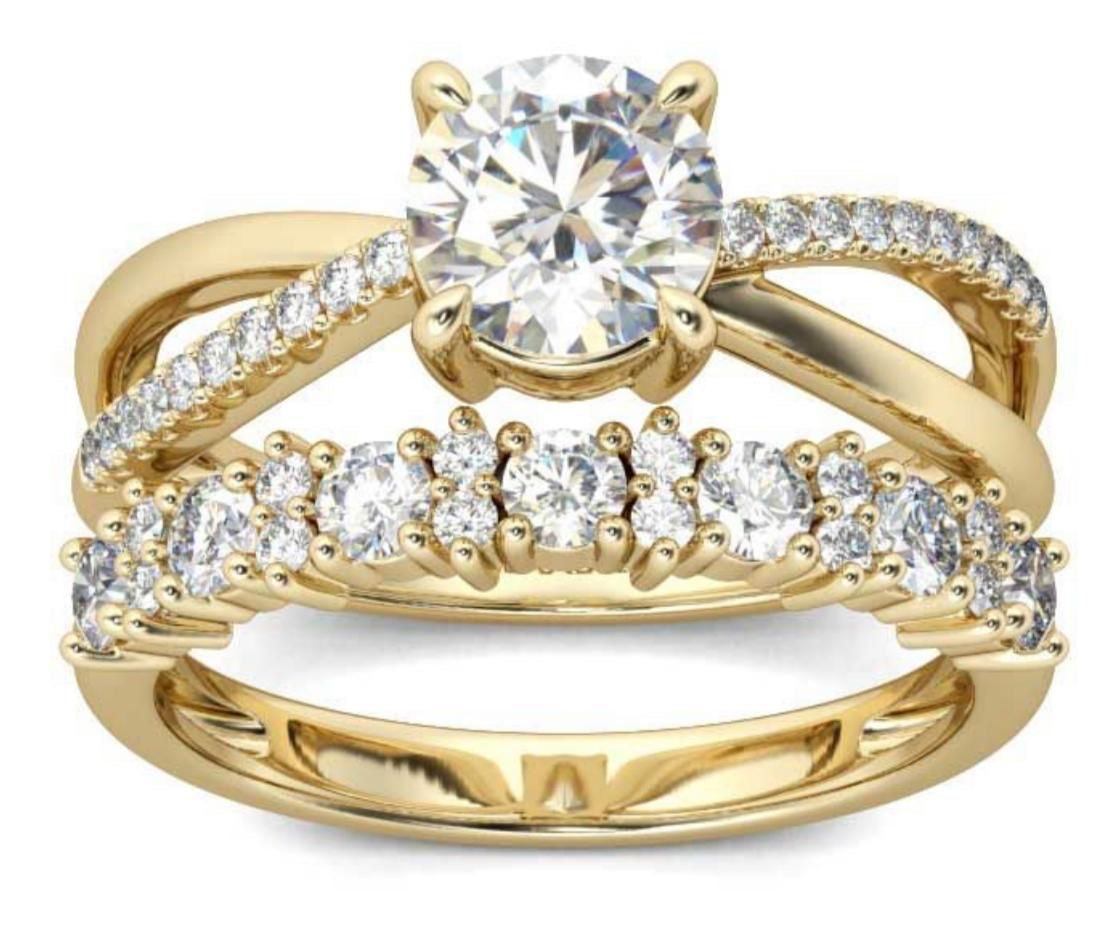 Par de Anillos Oro 10K con Zirconia