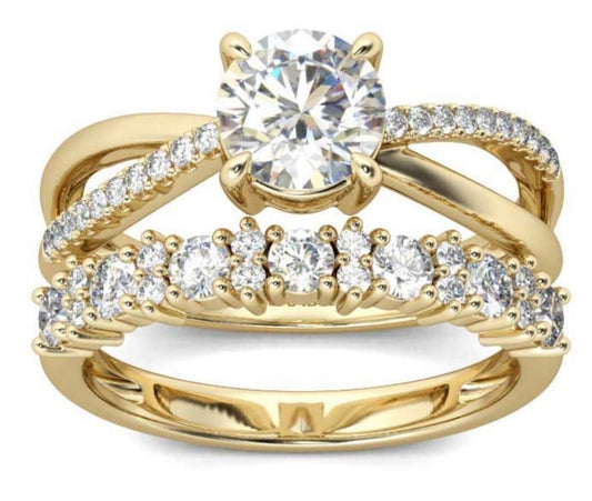 Par de Anillos Oro 10K con Zirconia