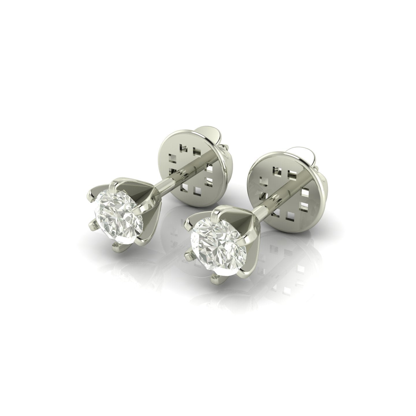 Aretes Solitario con Engaste de Seis Garras en Oro