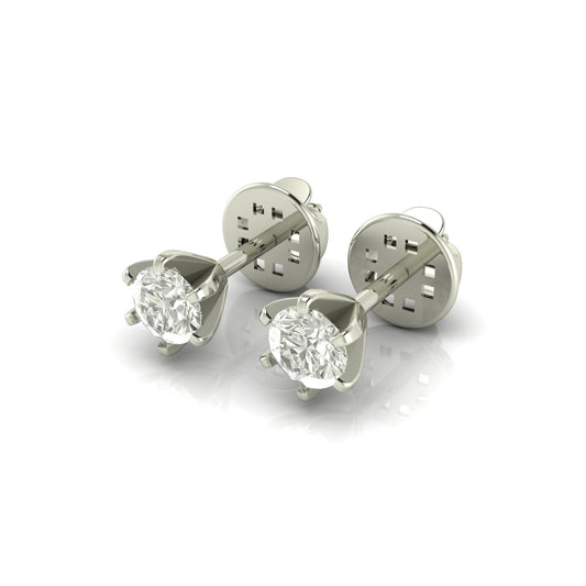 Aretes Solitario con Engaste de Seis Garras en Oro