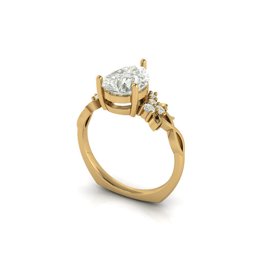 Anillo Compromiso Corte Pera Base en V