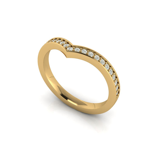 Anillo Compromiso Banda Chevron con Gemas