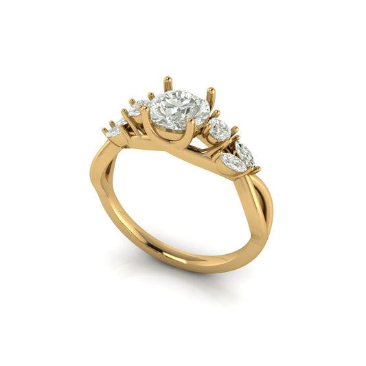 Anillo Compromiso Tres Piedras Redondas