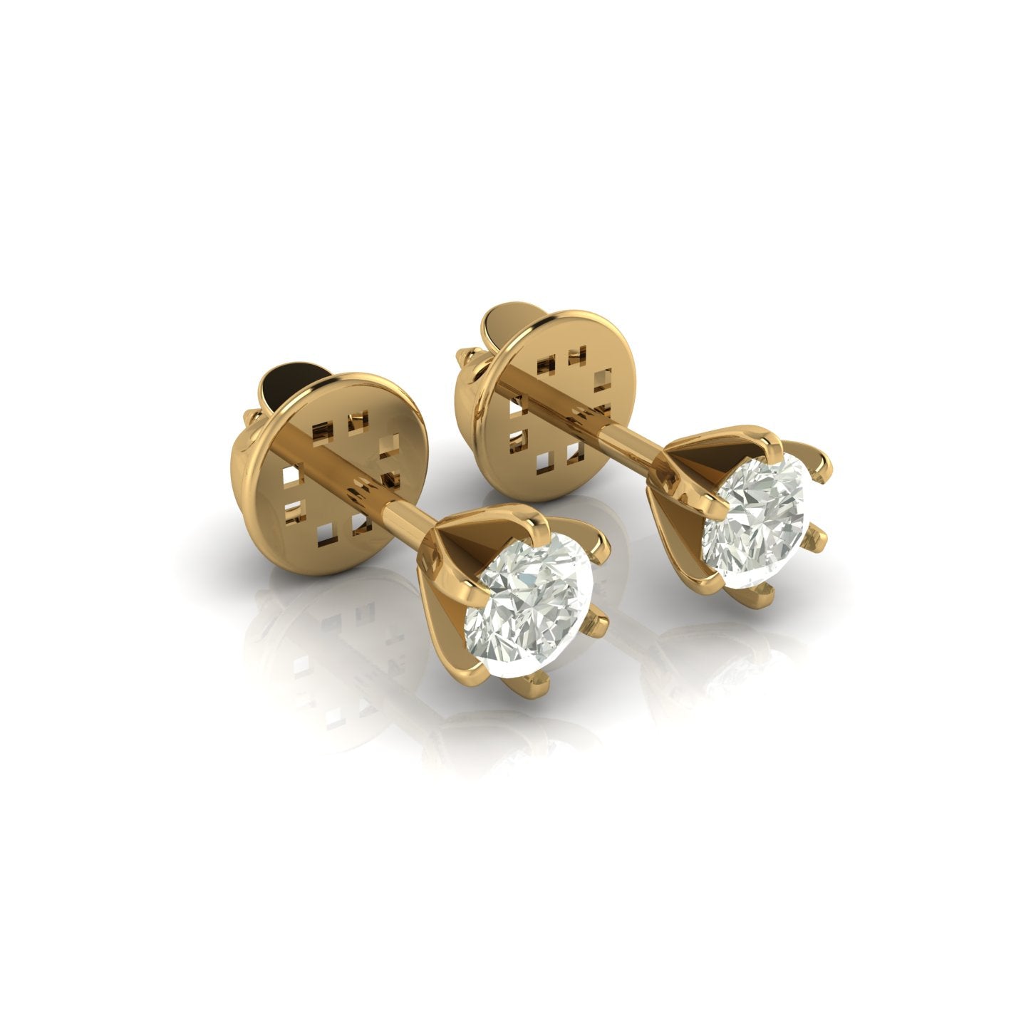 Aretes Solitario con Engaste de Seis Garras en Oro