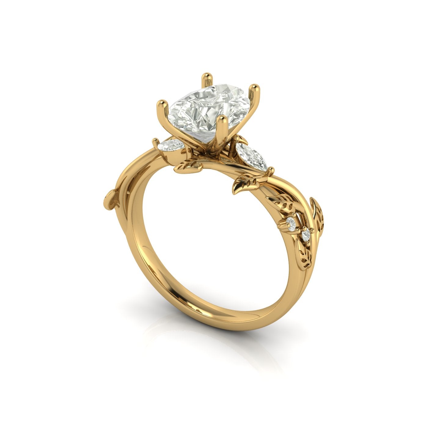 Anillo Compromiso Motivos de Hojas