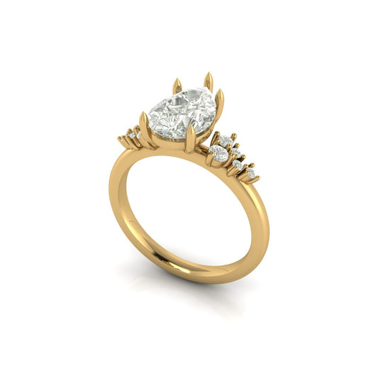 Anillo Compromiso Piedra Redonda Solitaria