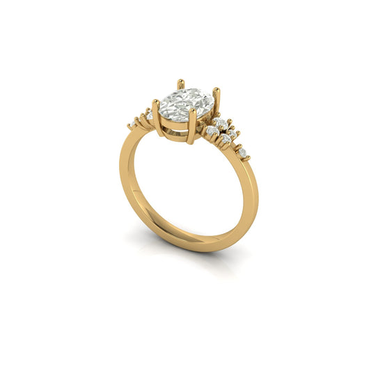 Anillo Piedra Oval con Cuatro Puntas