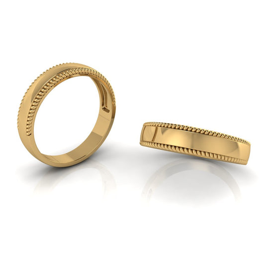 Anillo Banda Lisa con Cables Trenzados Laterales