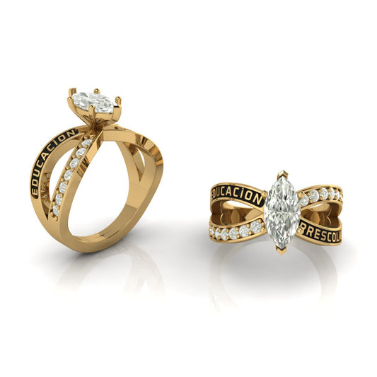 Anillo Oval Doble Banda Entrelazada