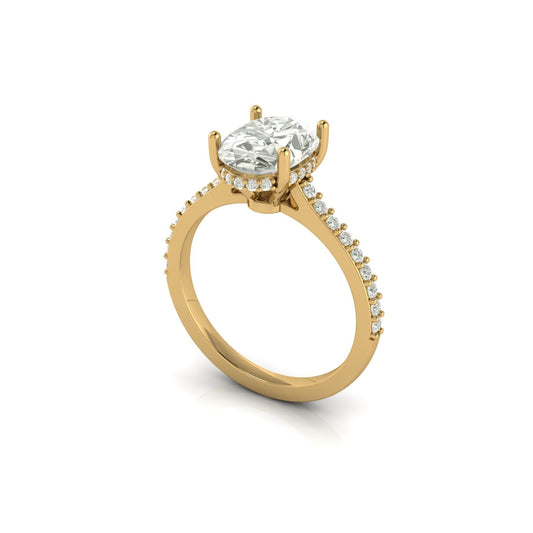 Anillo Compromiso Oval con Halo Oculto