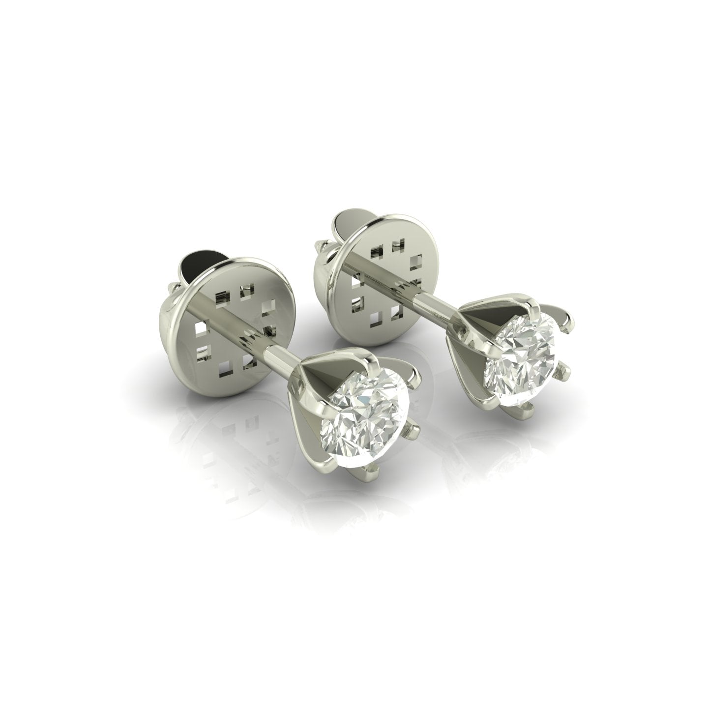 Aretes Solitario con Engaste de Seis Garras en Oro