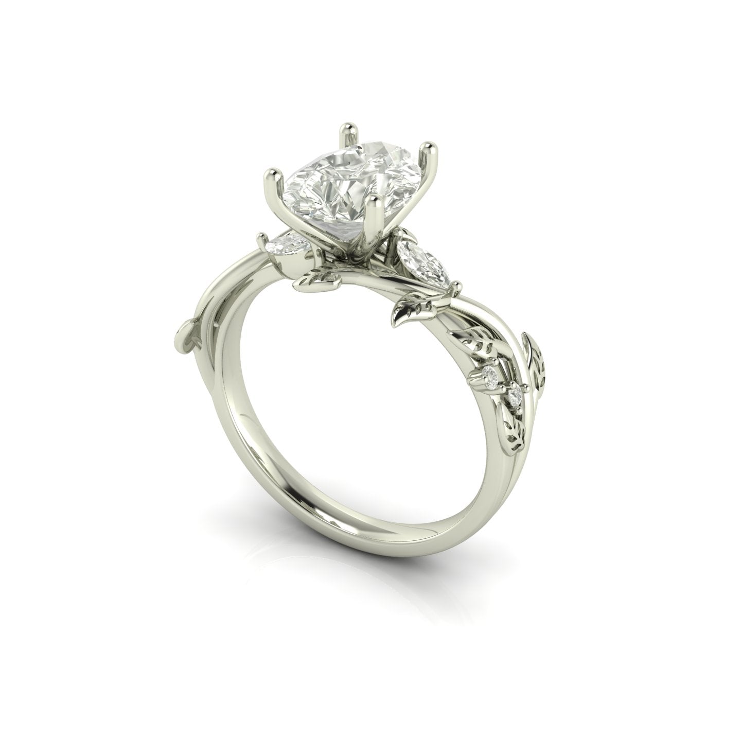 Anillo Compromiso Motivos de Hojas