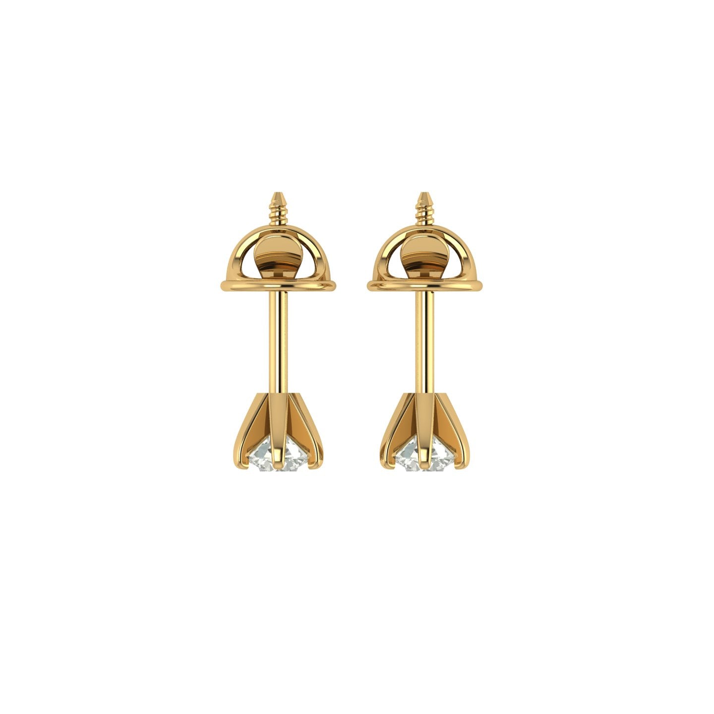 Aretes Solitario con Engaste de Seis Garras en Oro