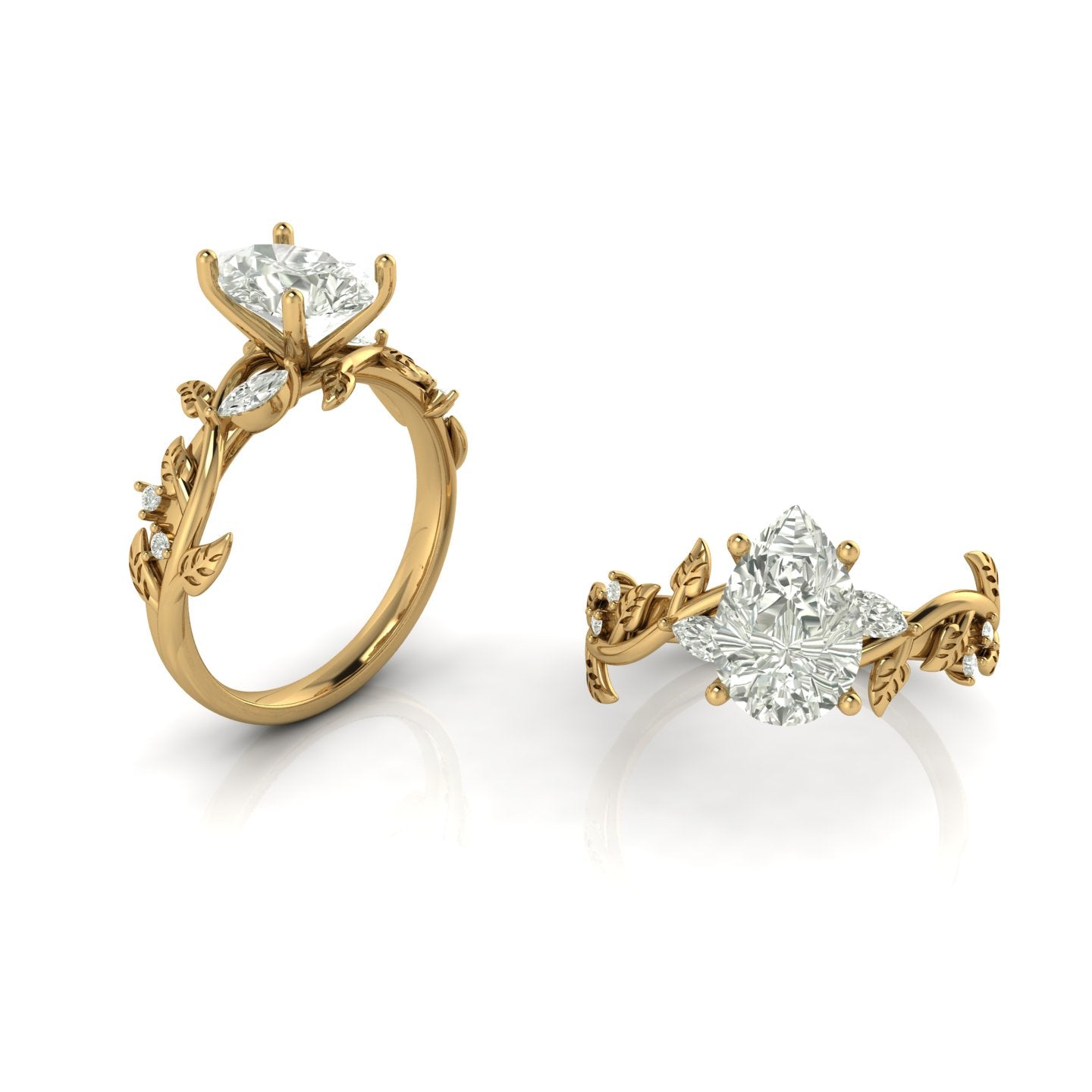 Anillo Compromiso Motivos de Hojas