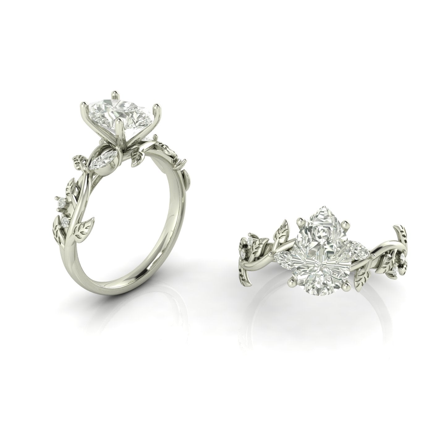 Anillo Compromiso Motivos de Hojas