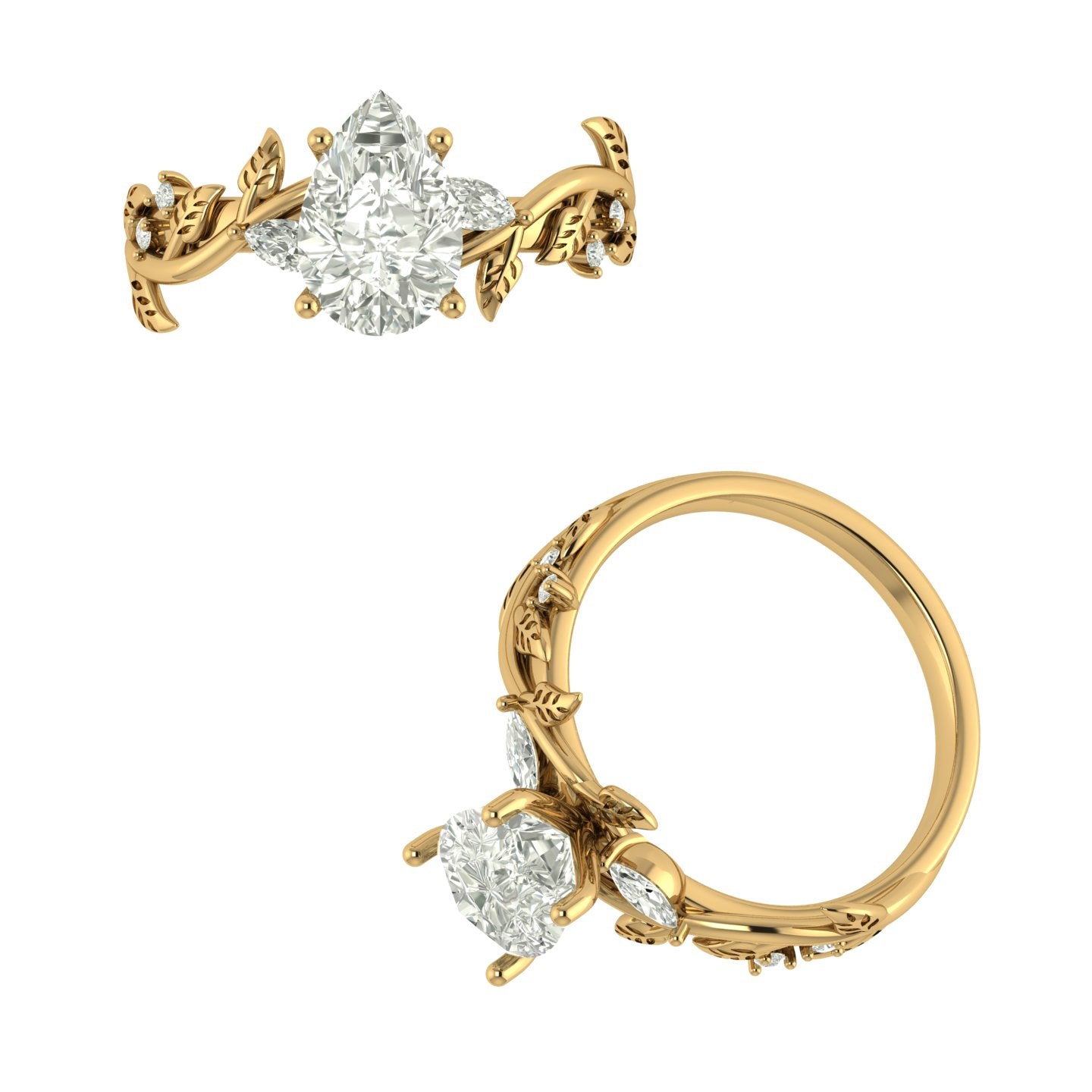 Anillo Compromiso Motivos de Hojas