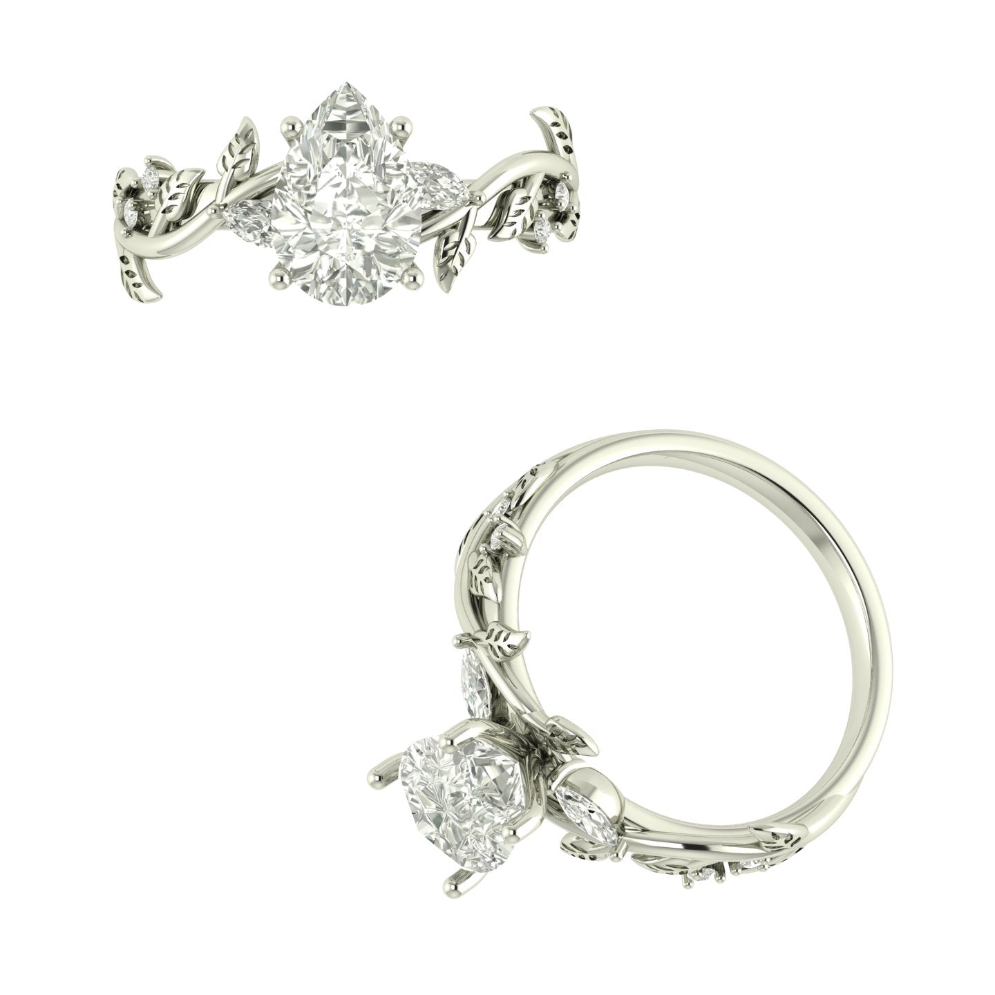 Anillo Compromiso Motivos de Hojas