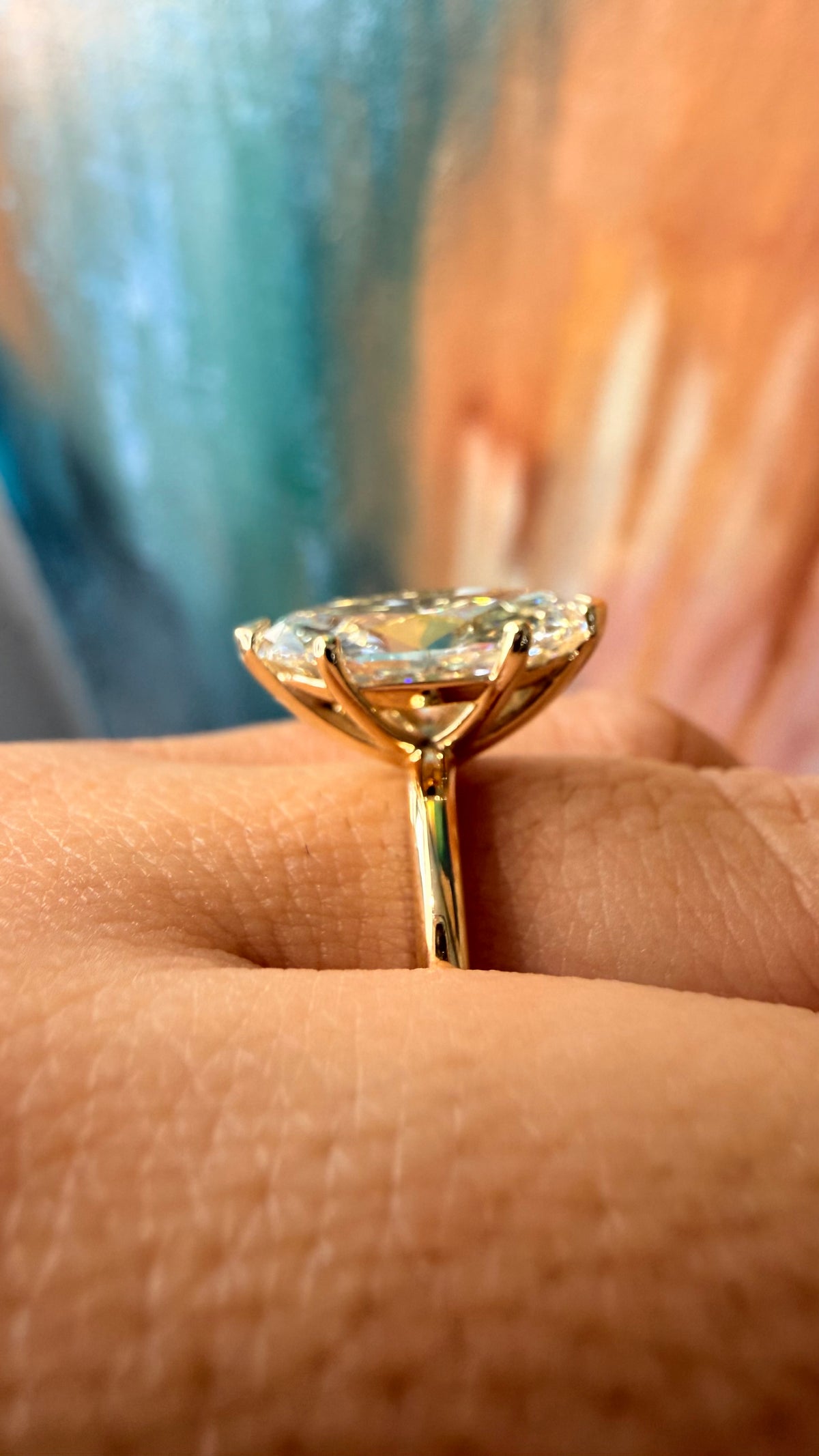 Anillo de Compromiso Solitario Corte Marquesa — Aro Fino