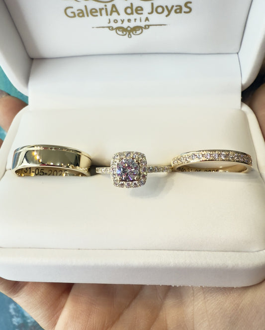 Trío de Matrimonio en Oro 10k — Mod. 9