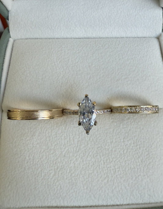 Trío de Matrimonio en Oro 10k — Mod. 18