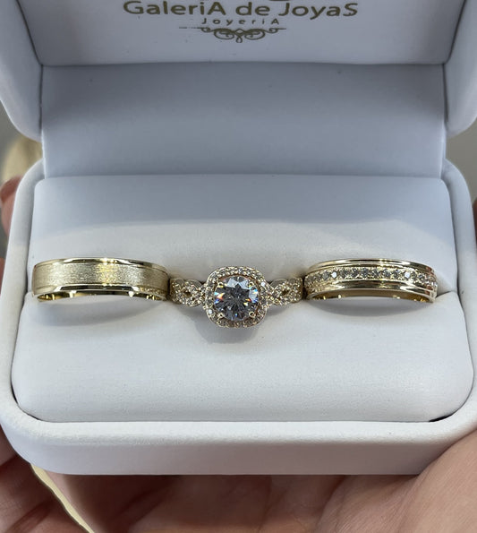Trío de Matrimonio en Oro 10k — Mod. 21