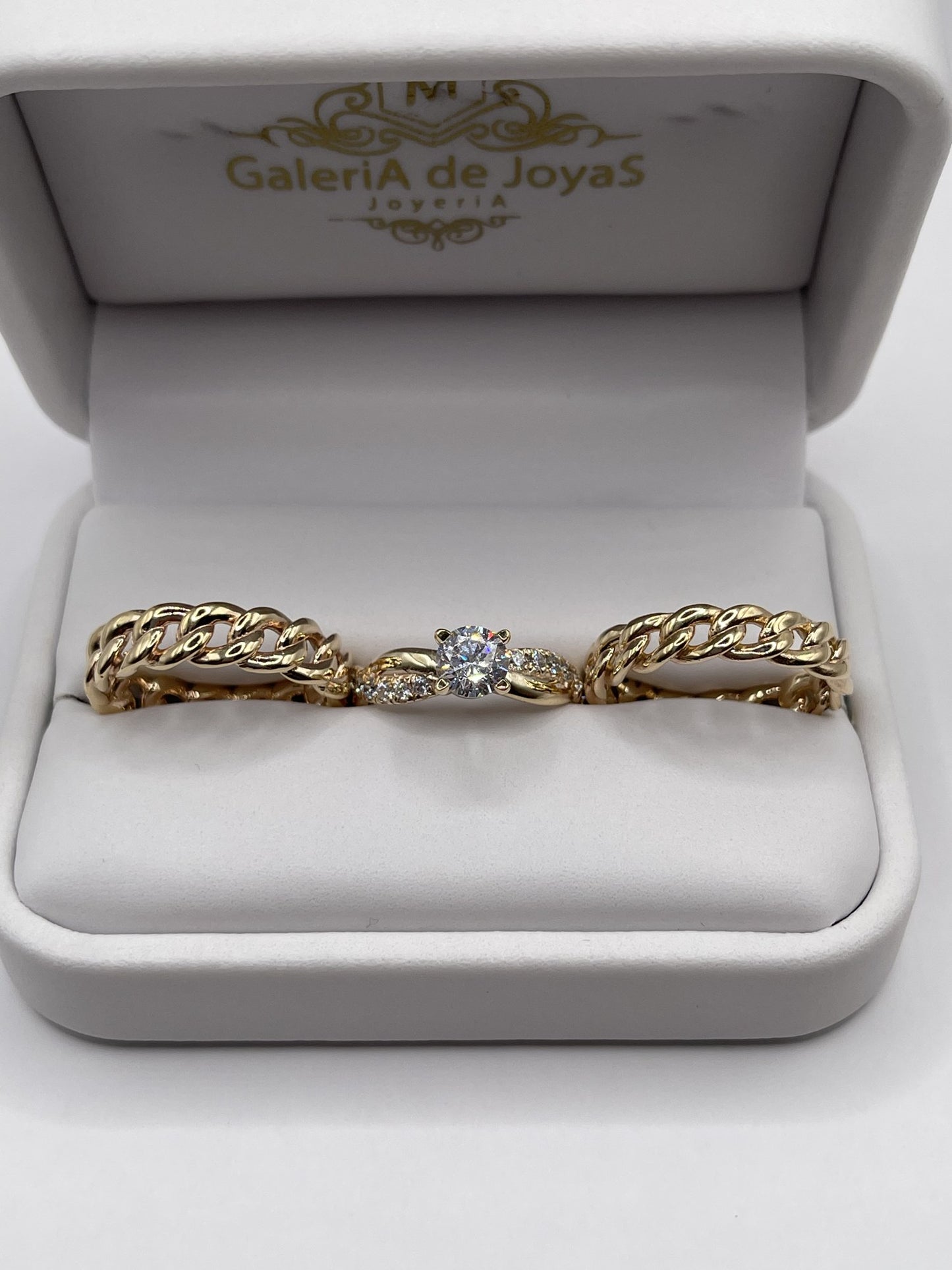 Trío de Matrimonio en Oro 10k — Mod. 22