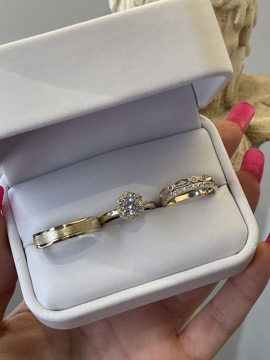 Trío de Matrimonio en Oro 10k — Mod. 31