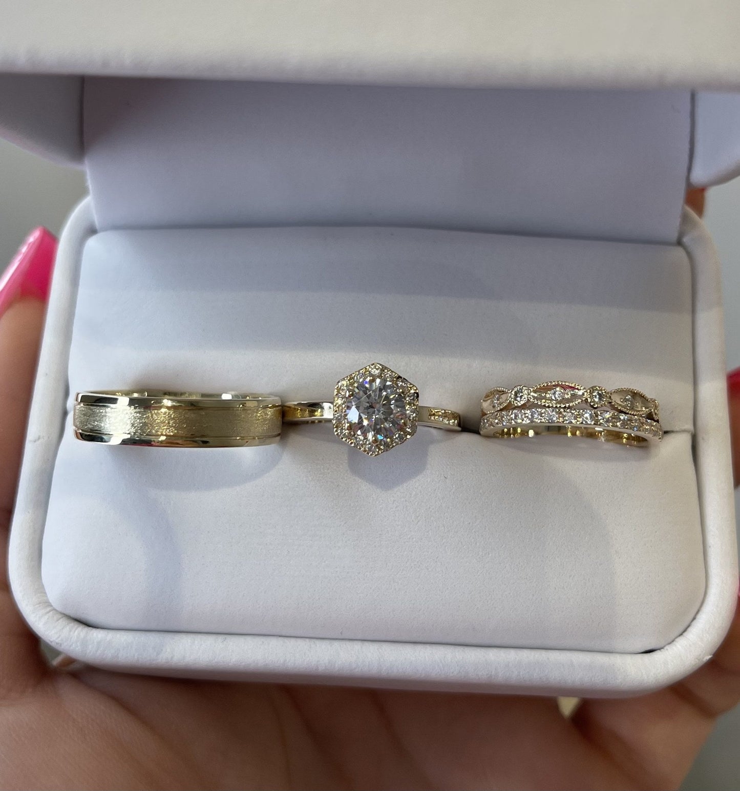 Trío de Matrimonio en Oro 10k — otra vista