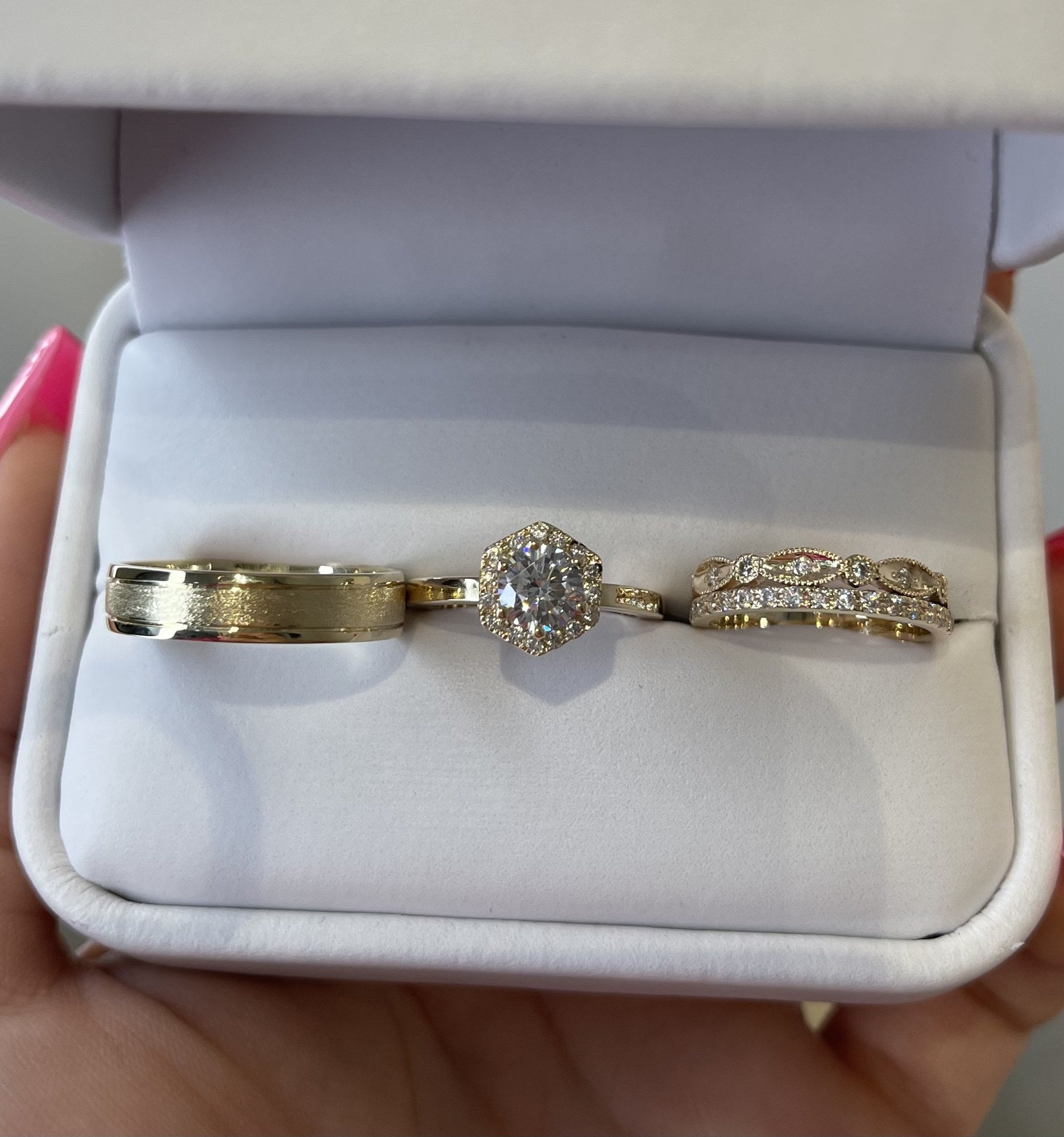 Trío de Matrimonio en Oro 10k — otra vista