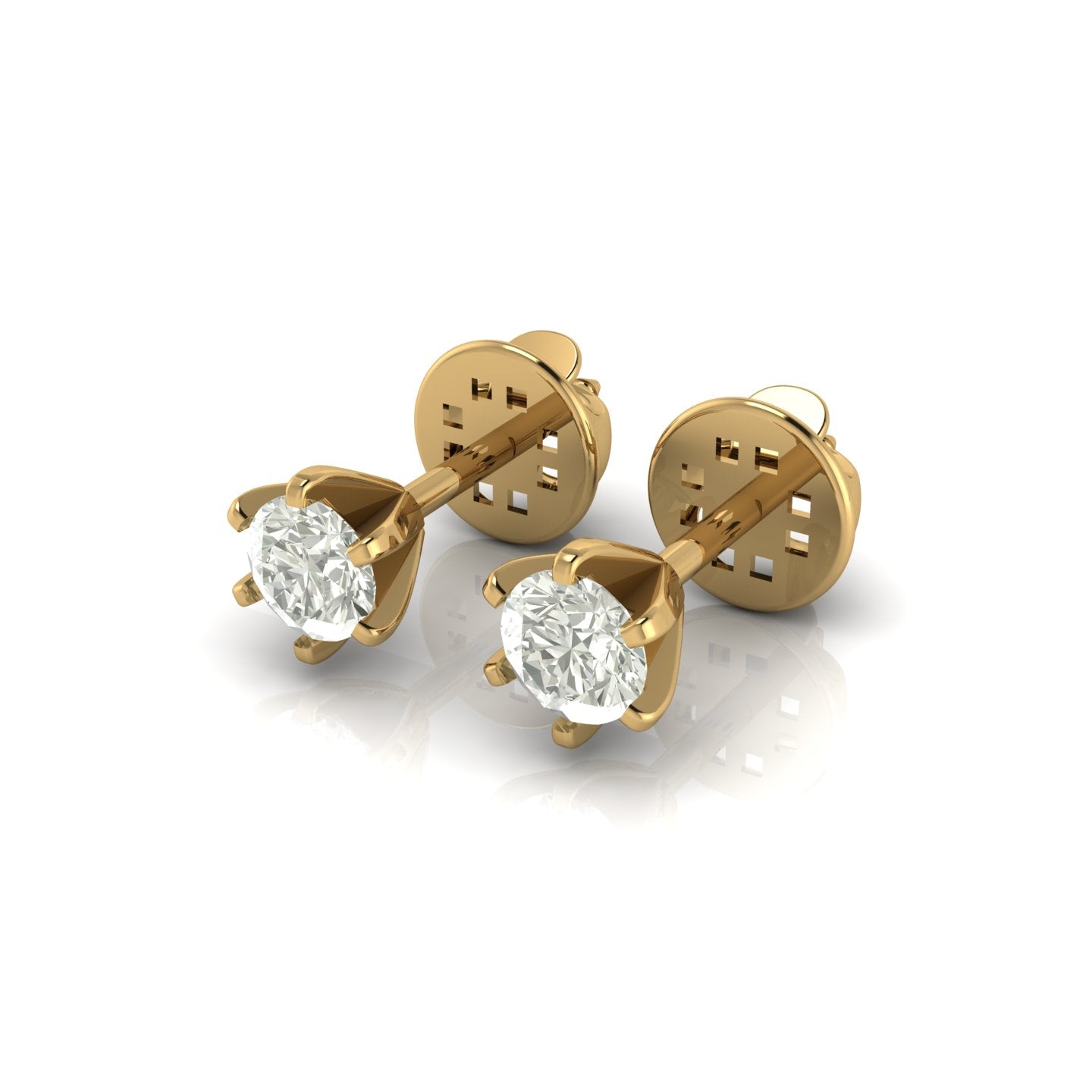Aretes Solitario con Engaste de Seis Garras en Oro