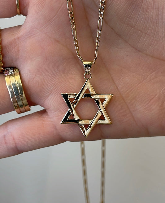 Dije de estrella de David en oro con cadena