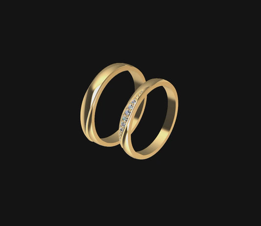 Par de Anillos de Matrimonio en Oro 14k para Pareja