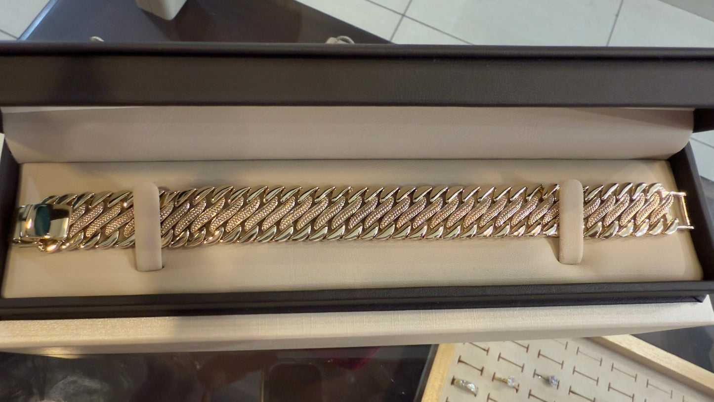 Pulso cubano doble en oro 14k en estuche